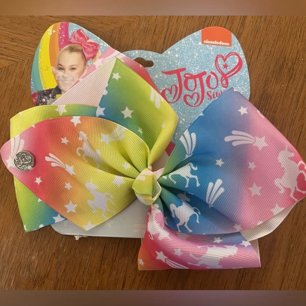Nwt JoJo siwa bundle lot 7” hair bows 5 total snowflake unicorn rainbow